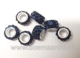 Grootgat kraal, strass, polymeer, midnight blue, gat 4,7 mm