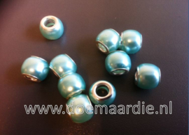 Parel, groen blauw, gat 5 mm