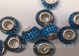 Blauw met sterretjes, per 10, gat 5 mm