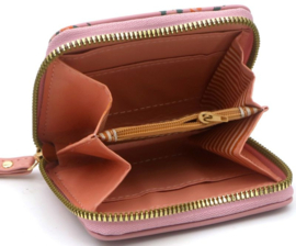 Hippe portemonnee, bloemen oud roze