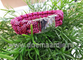 Paracord bracelet roze zwart, maat 17 cm