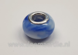 Gewolkte kraal, blauw, gat 4,9 mm