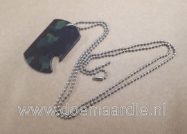 Ketting met dog tag flesopener, woodland