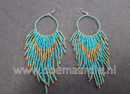 Prachtige Bohemian style oorbellen, turquoise