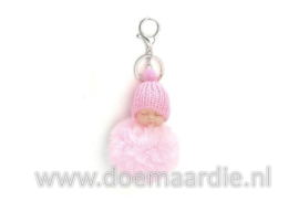 Sleutelhanger baby, fluffy, roze