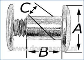 Boekschroef, silver 10 bij 6 mm