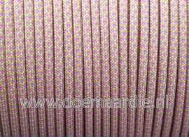 Paracord, 550 type 3,  lavendel roze met geel, 6 meter