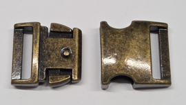 Geborsteld antiek messing buckle, doorvoer 20 mm