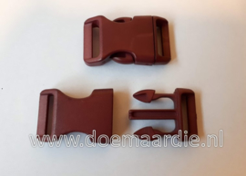 Buckle , klikgesp, Large bruin rood, doorvoer 20 mm