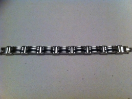 Brede edelstaal armband met rubber