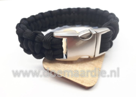 Paracord bracelet black, pols omtrek 18 cm
