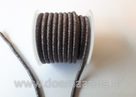 Metalic cord, donker bruin, 5 meter