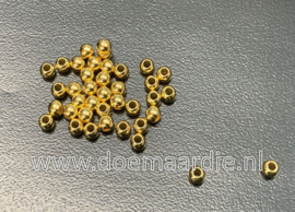 Kraal, hoog glans goud, 6 x 4,5 gat 3 mm, per 100