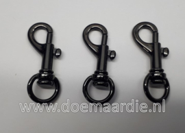 Sleutelhanger, mini musketon, gun metal 45 mm