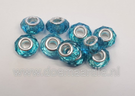 Facet, blauw,  per 10, gat 5 mm