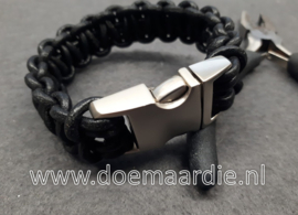 Leren hand gevlochten armband, maat 16