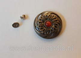 Concho, bloem, zilver kleur 28 mm.