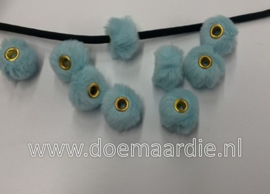 Fluffy kraal, helder licht blauw, gat 4 mm