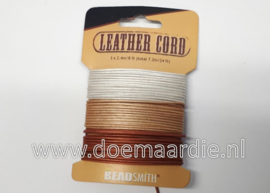 Rond leer draad, 3 kleuren, 1 mm, 2,4 m per draad