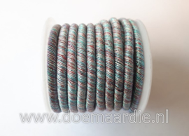 Metalic cord, groen, licht blauw, 5 meter