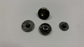 Inslag drukknoop, gun metal kleur, 12 mm, ong 50 stuks