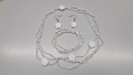 Setje met 3 armbanden, een ketting en een paar oorbellen