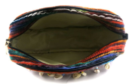 Bohemian bag, geweven, oranje met schelpen