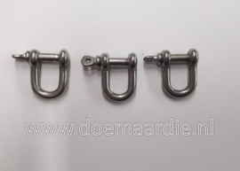 D sluiting, shackle, RVS, 4 mm