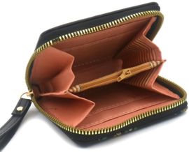 Hippe portemonnee, bloemen zwart