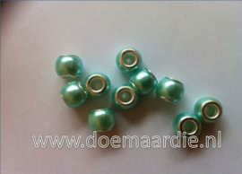 Parel, groen blauw, gat 5 mm