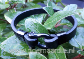 Leren armband met RVS harpsluiting