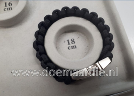 Paracord bracelet black, pols omtrek 18 cm