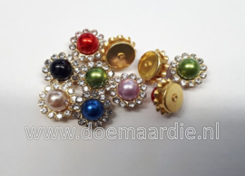 Bloem met parel en strass, per 10, mix