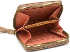 Hippe portemonnee, bloemen beige