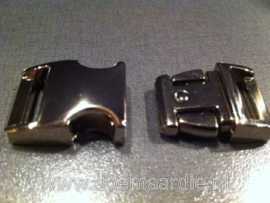 Buckle silver metal, klikgesp, middel. (5/8)