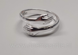 Ring, omarming, knuffel, zilver