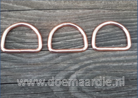 D ring gelast rose goud, 30 mm 4 mm