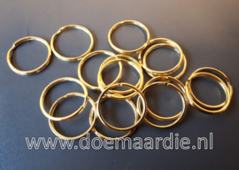 Sleutelhanger, rond. 18 mm binnen. Messing plated. Per 10