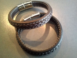 Leren armband met RVS