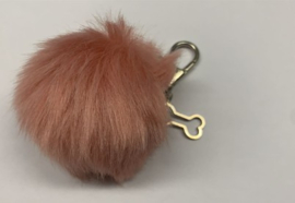 Hondenpoot fluffy, zalm roze, met botje