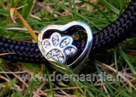 Zilveren hartje met pootje (925), gat 4,8 mm