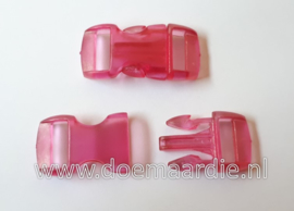 Buckle transparant, mini, klikgesp, donker roze fuchsia, doorvoer 11 mm.