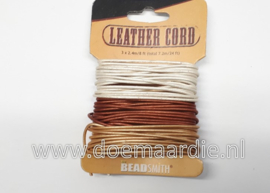 Rond leer draad, 3 kleuren, 1,5 mm, 2,4 meter per draad