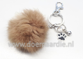 Hondenpoot fluffy, bruin beige, met zwart pootje