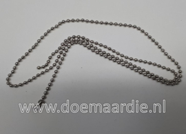 Zilverkleurig fijn ballchain kettinkje, lengte 23 cm, totaal 48 cm