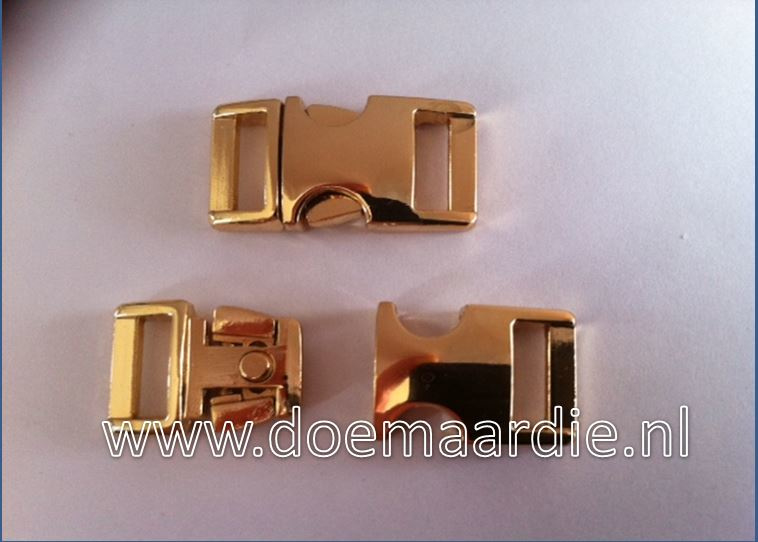 Buckle light gold metal, klikgesp, mini.  (3/8)