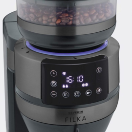 Severin Filka Dark Inox volautomatische filterkoffiemachine met glazen kan