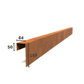 Cortenstaal Overzet Profiel 10 stuks a 2300x64x150  (23 m lengte)