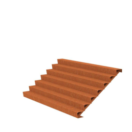 Trap van Cortenstaal met 7 treden B3000 x D1680 x H1190 mm