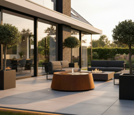 Watertafel 'Magma' cortenstaal Ø120xH40 cm  incl. ledverlichting & pomp